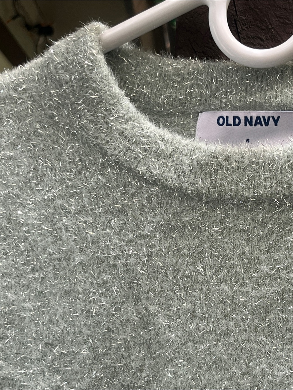 Old Navy Periwinkle Blue Eyelash Knit Metallic Shimmer Crewneck Sweater NWOT - Picture 9 of 9